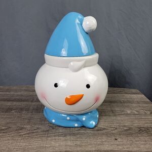 Snow Days Ceramic Snowman Face‎ Cookie Jar